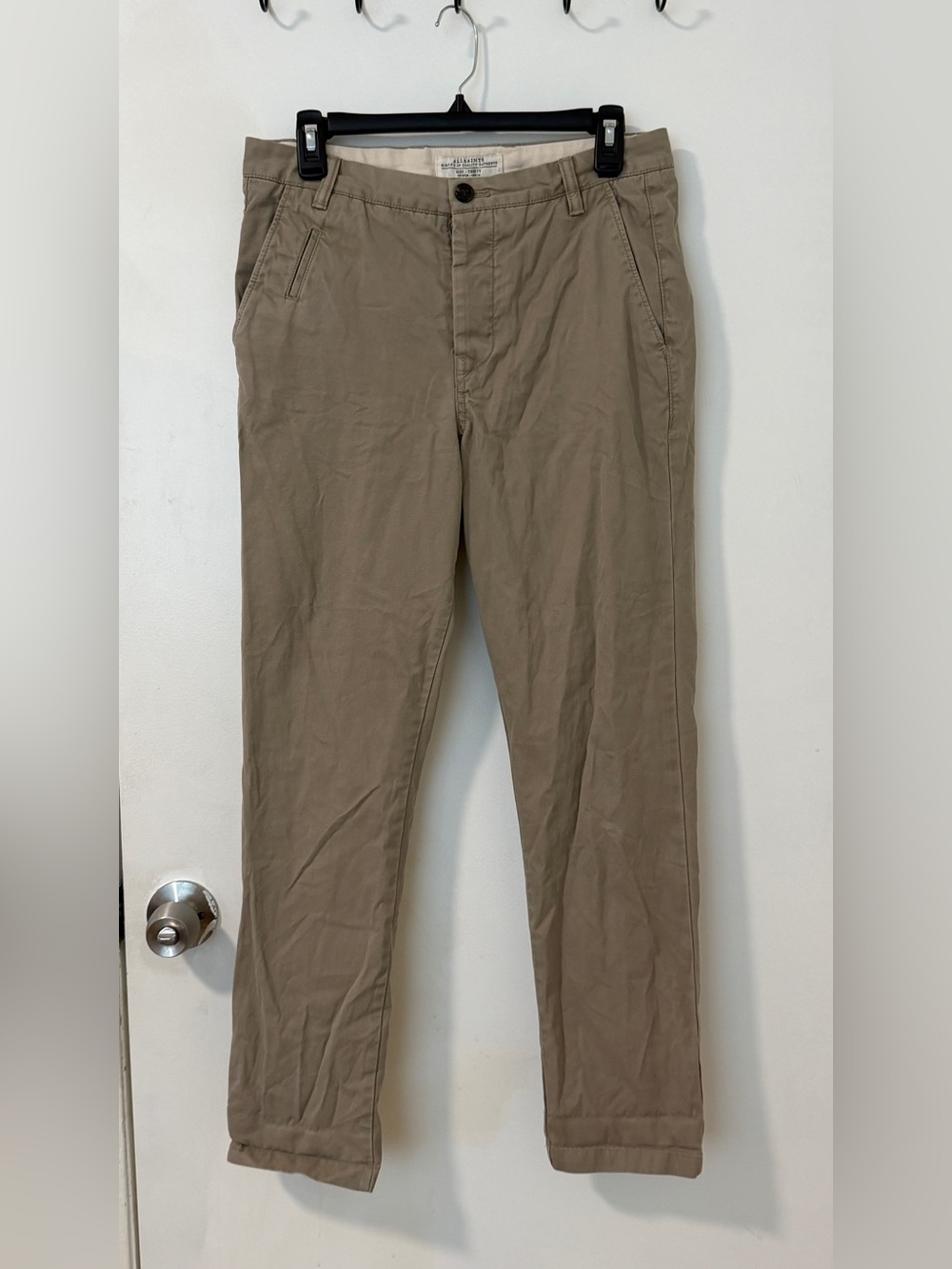 Allsaints Luxury Fort Chino Beige Slim Pants Mens Thirty 30